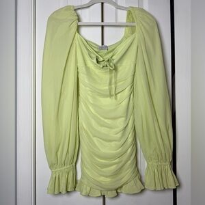 Oh Polly Light Green Ruched Blouse